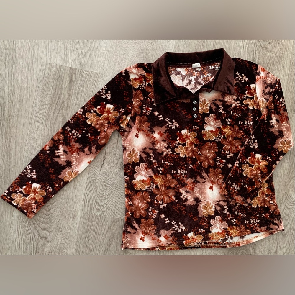Floral 70's Velvet Top